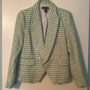 Rachel Zoe Tweed Blazer Green and Cream